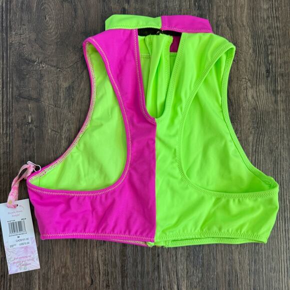 NEW LoveShackFancy x Hurley Solid Blocked High Neck Bikini Top M - Picture 5 of 9